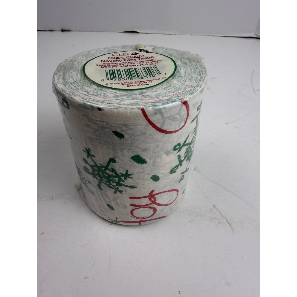 Vintage Cleo Christmas Novelty Party Tissue Roll Ho Ho Ho Snowflake Sealed